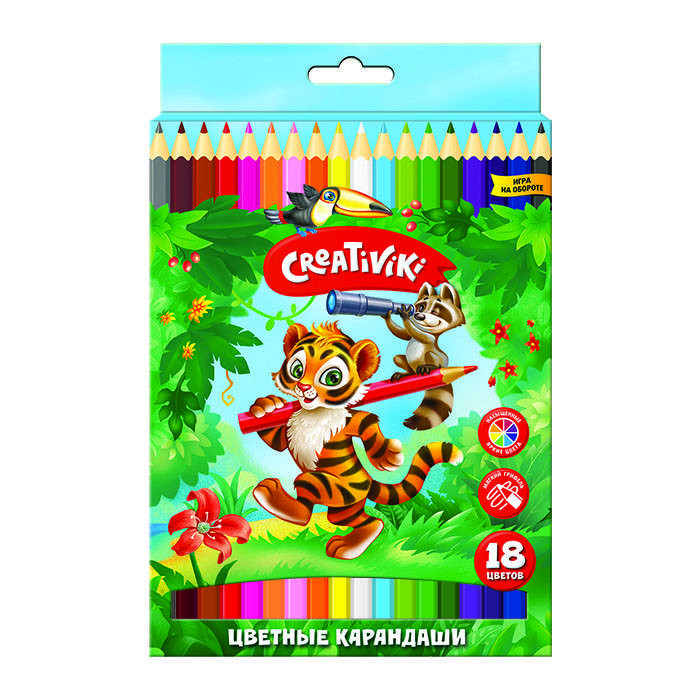 Набор цв. карандашей 18цв. Creativiki шестигр.
