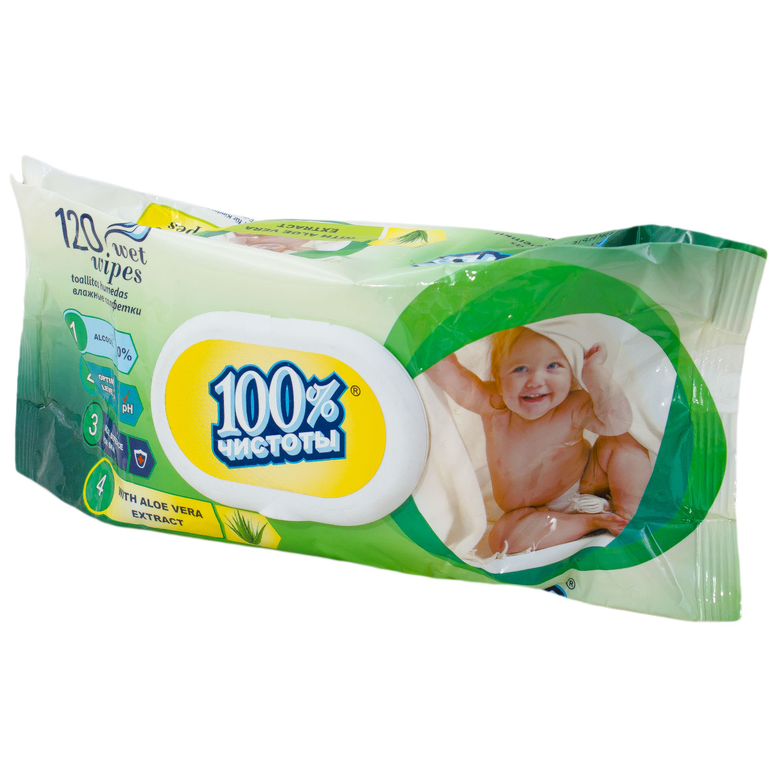Салфетки влажные 100%Чистоты 120шт. Клапан