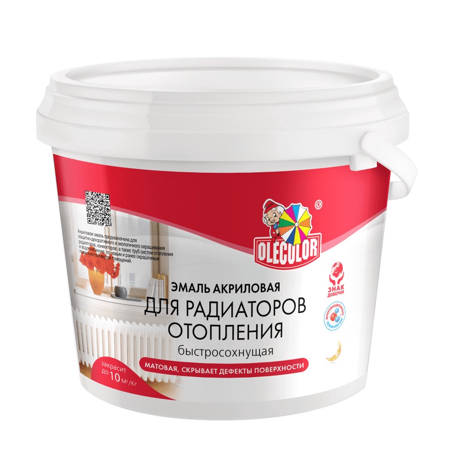 Эмаль д/радиаторов OLECOLOR МАТОВАЯ БЕЛАЯ 1кг. (6)