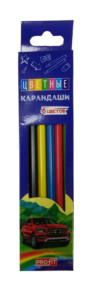 Набор цв. карандашей 6цв. TM"Profit" пластиковые МИР АВТО