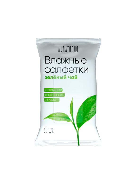 Салфетки влажные 15шт. Акватория Зеленый чай (120)