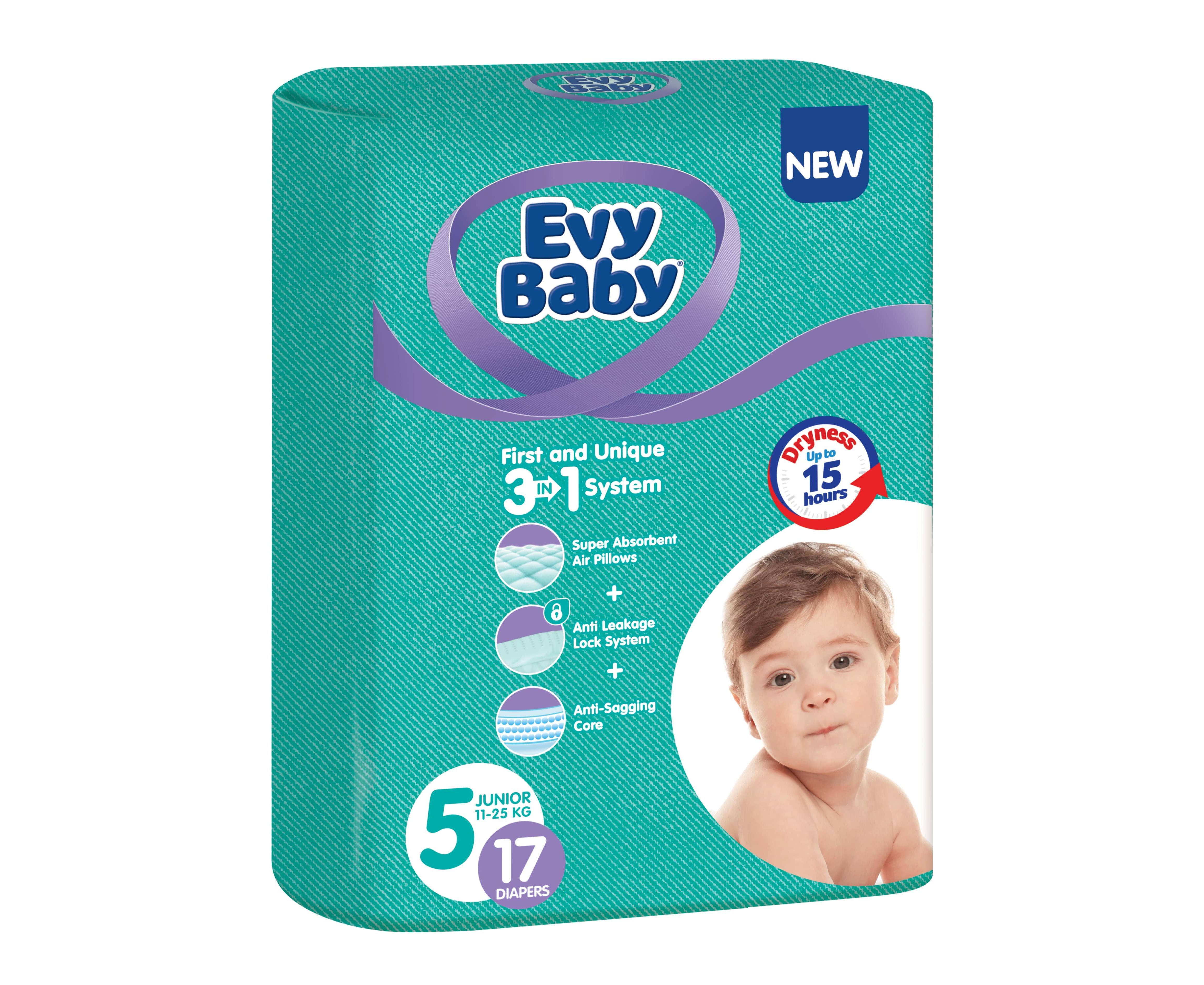 Подгузн. EVY BABY --5-- 11-25кг. 17шт. Джуниор