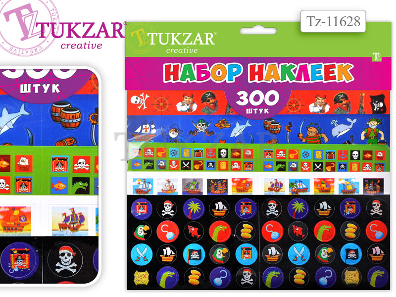 Набор наклеек ПИРАТЫ, 5 листов, 300 шт, 22х27 см