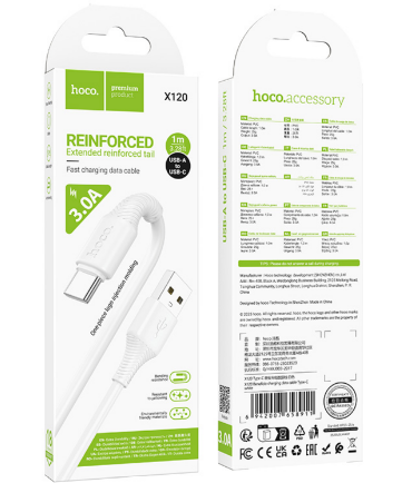 Кабель USB Type-C 1м 3А белый X120 HOCO