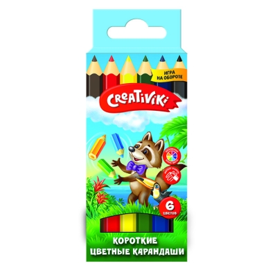 Набор цв. карандашей 6цв. Creativiki шестигранные короткие