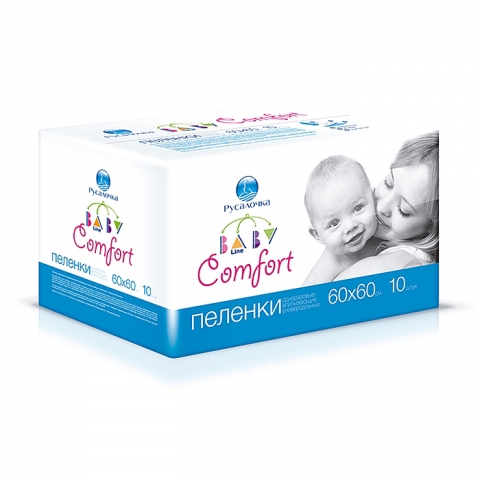 Подгузн.-пеленки Русалочка BABY LINE «Comfort» 60*60 10шт. 434202