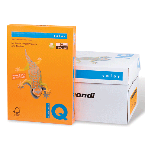 Бумага А4 цветная Maestro/IQ Neon 100л. 80гр оранж. неон