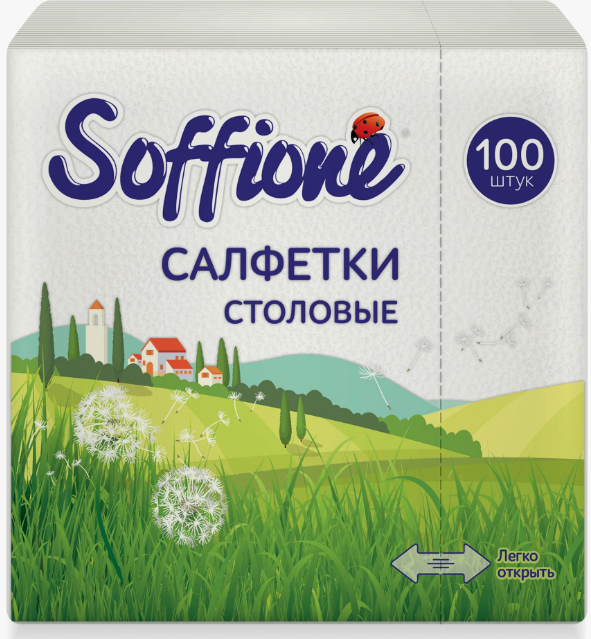 Салфетки бумажные 100л. белые Soffione (60)