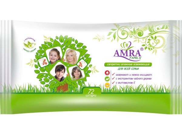 Салфетки влажные AMRA 72шт.