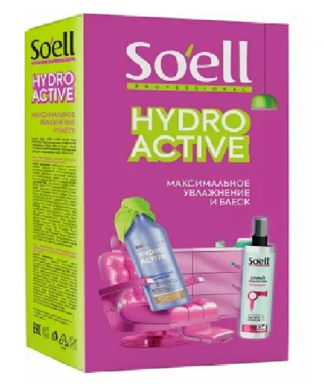 ПН/ЖЕН. SOELL Hydro active (шампунь 400мл.+спрей д/волос 150мл.)