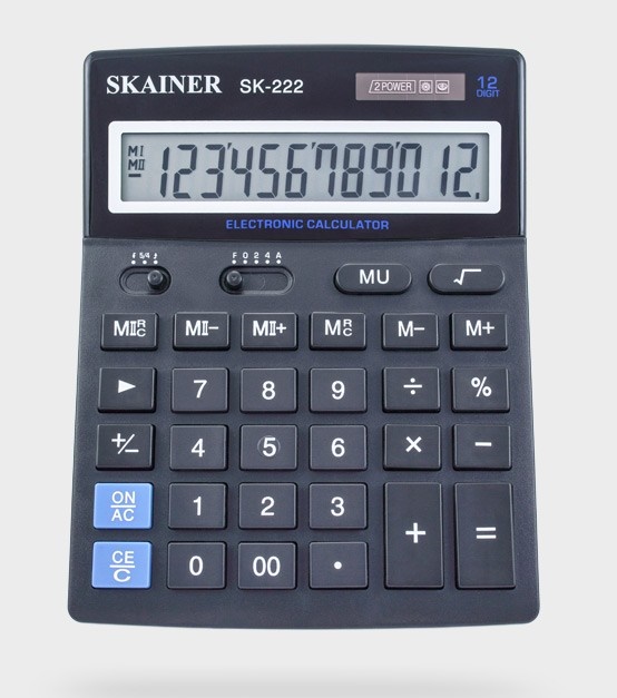Калькулятор12разр. Skainer 2 пит. черн. SK-222