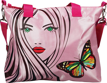 Сумка молодежная, GIRL & BUTTERFLY, 31,5х9х28см, с лямкой, со стразами, полиэстер