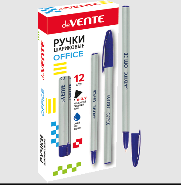 Ручка шар. СИНЯЯ deVente Office однораз. 0,7мм. (уп.12)
