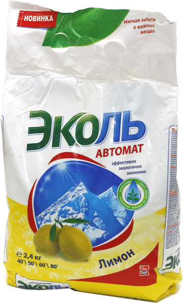 Стир.порошок Эколь авт. 2,4кг. Лимон