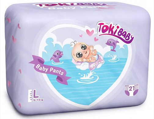 Подгузн.-трусики TokiBaby --4-- 9-14кг. 21шт. L 2159