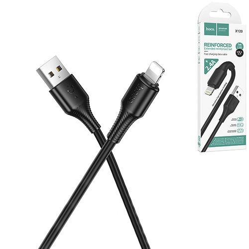 Кабель USB для iPhone Lightning 1м 2,4А черный X120 HOCO