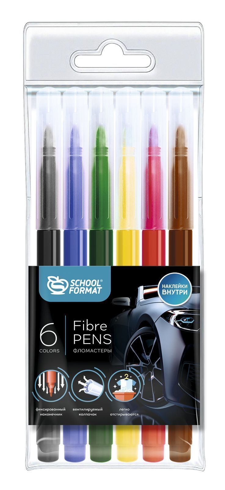 Фломастеры 6цв Schoolformat КРУТЫЕ ТАЧКИ