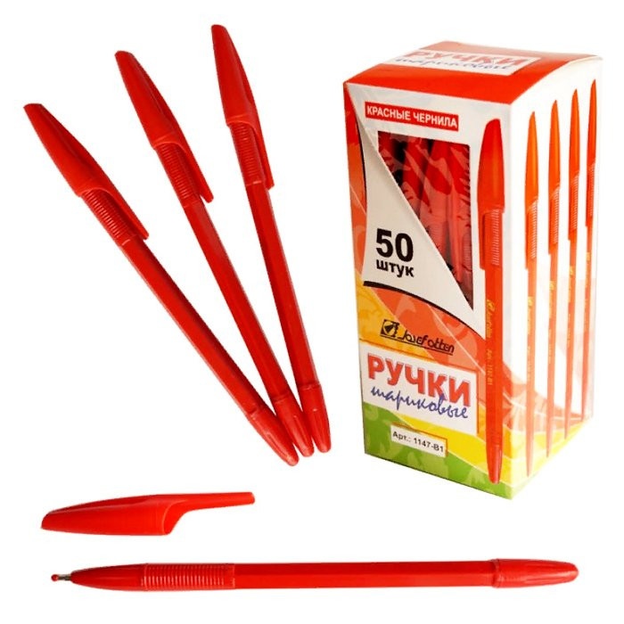 Ручка шар. КРАСНАЯ JO 1мм. 1147-B1 (уп.50)