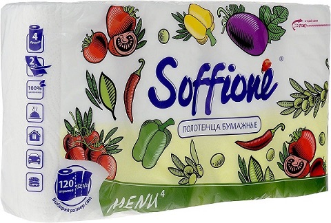 Полотенце бумажное Soffione 2-сл. Макси 13,2м. 4рул.
