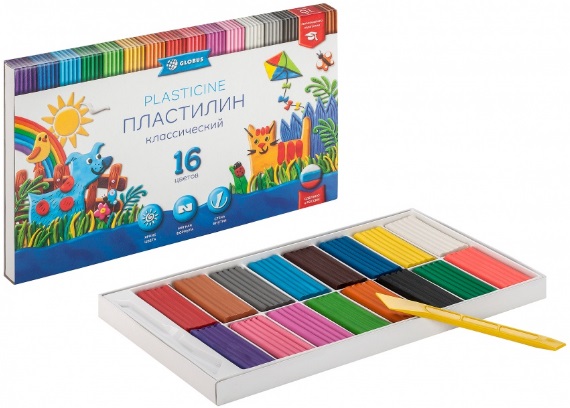 Пластилин 16цв. Глобус 320гр. Классика