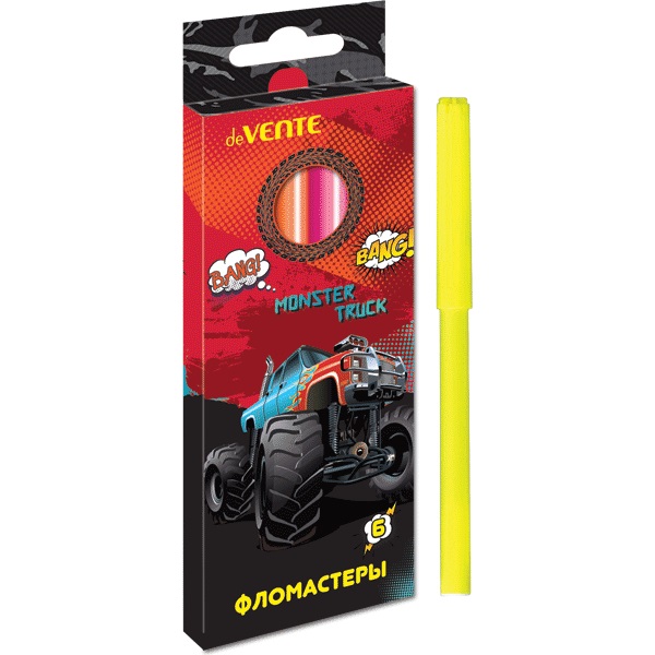 Фломастеры 6цв. DeVente Monster Truck вент.