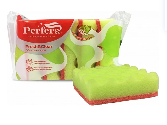 Губки д/посуды 5шт. Perfera Волна Fresh and clear (16)