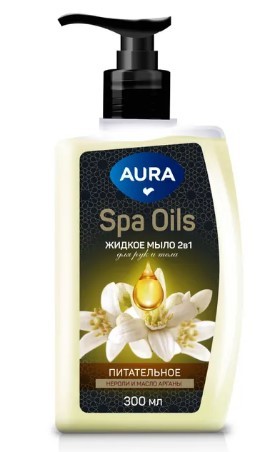 Мыло жидк. AURA 300мл. Spa Oils 2в1 Нероли и масло арганы
