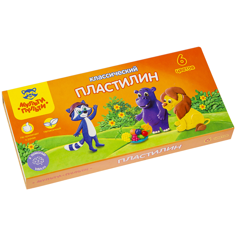 Пластилин 6цв. Мульти-Пульти 120гр. Приключения енота +стек