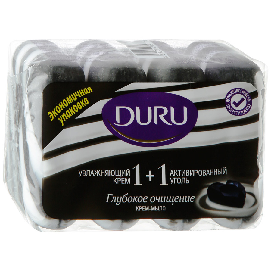 Мыло Дуру 1+1 (4* 90гр) Уголь+Крем