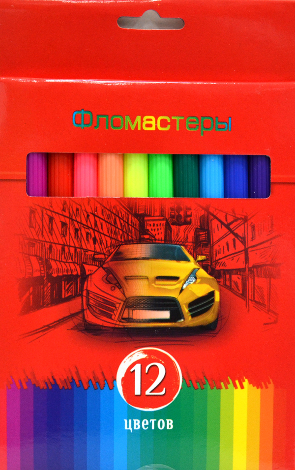 Фломастеры 12цв. BG Красная сила Авто