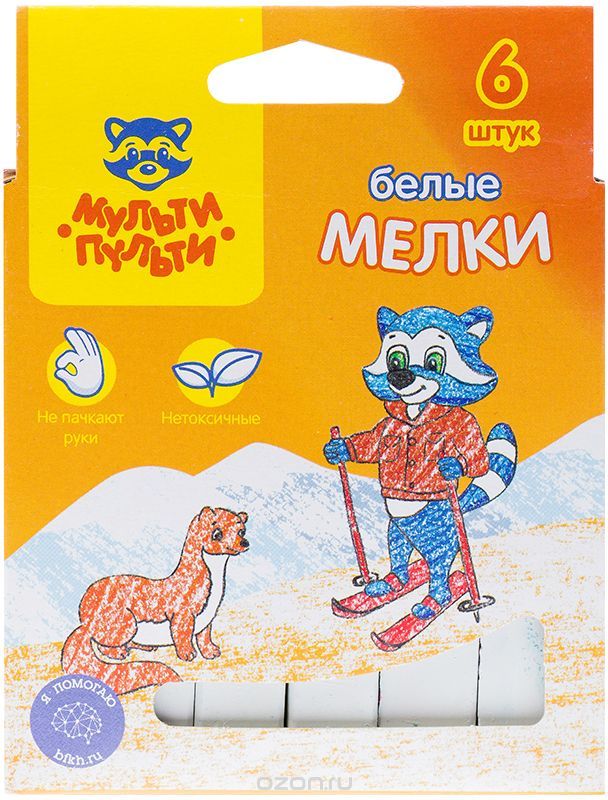 Набор мела белого 6 шт. Мульти-Пульти "Енот в горах"