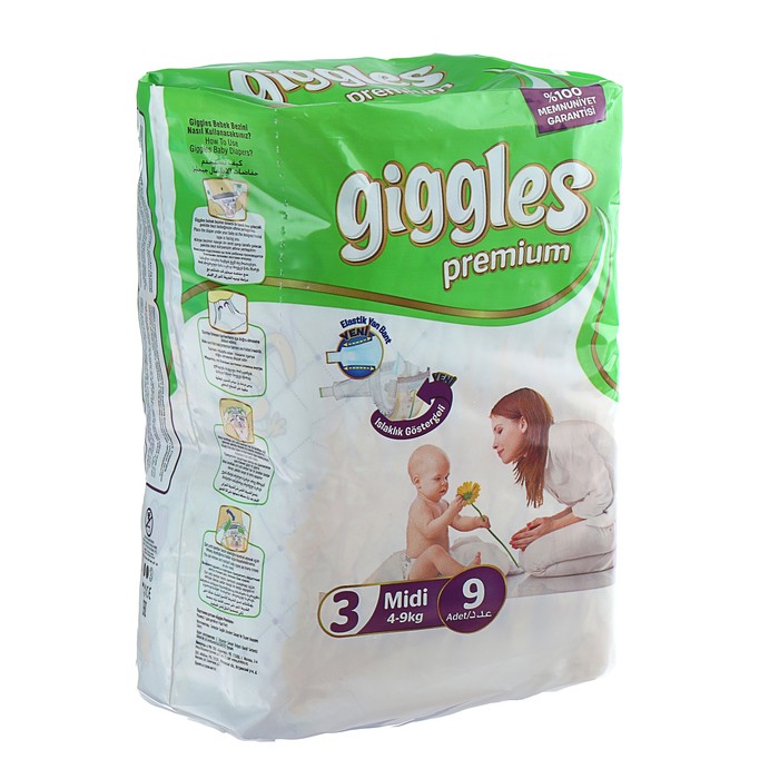 Подгузн. Giggles --3-- 4-9кг. 9шт. Миди