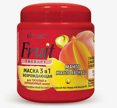 Маска д/волос Витэкс 450мл. Fruit Therapy 3в1 возражд. д/тускл. Манго и Авокадо (18)