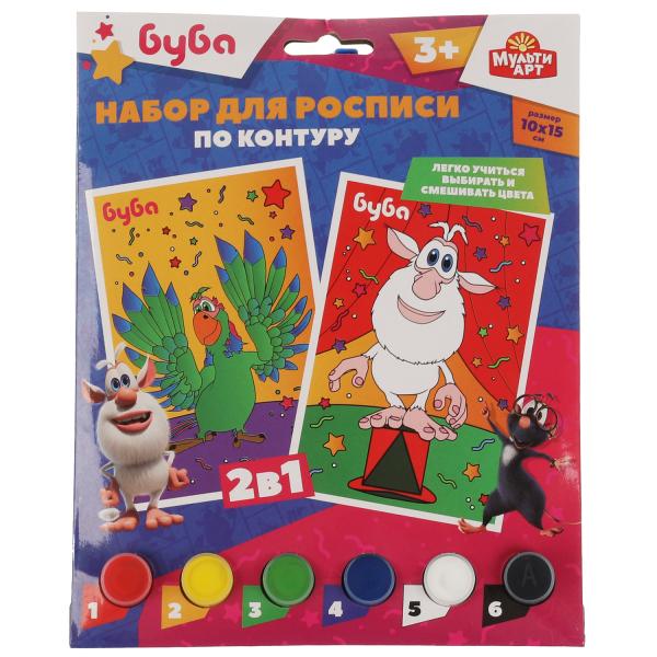 Набор д/дет тв-ва MultiArt БУБА роспись холстов по контуру 10*15см. с подст.