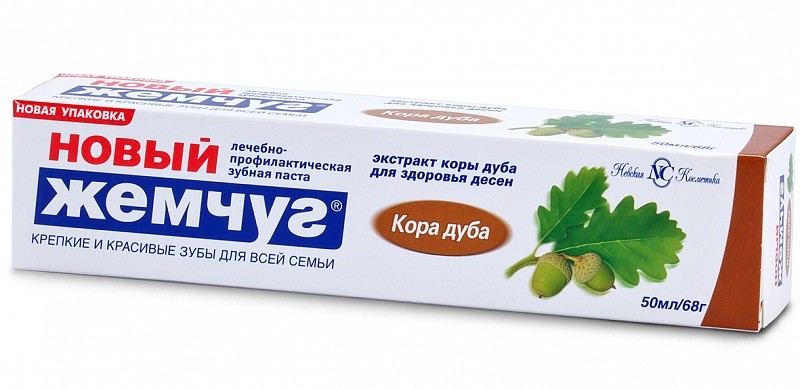 Зубн.паста Новый жемчуг 50мл. Кора дуба (36)