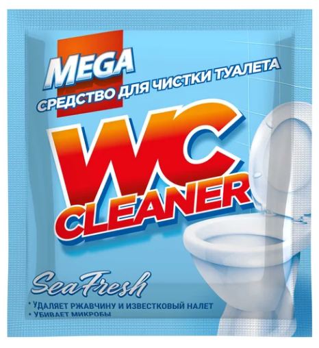 Ср-во MEGA 130г. WC Cleaner Sea Fresh д/чистки туалета с антимикр. эффектом***