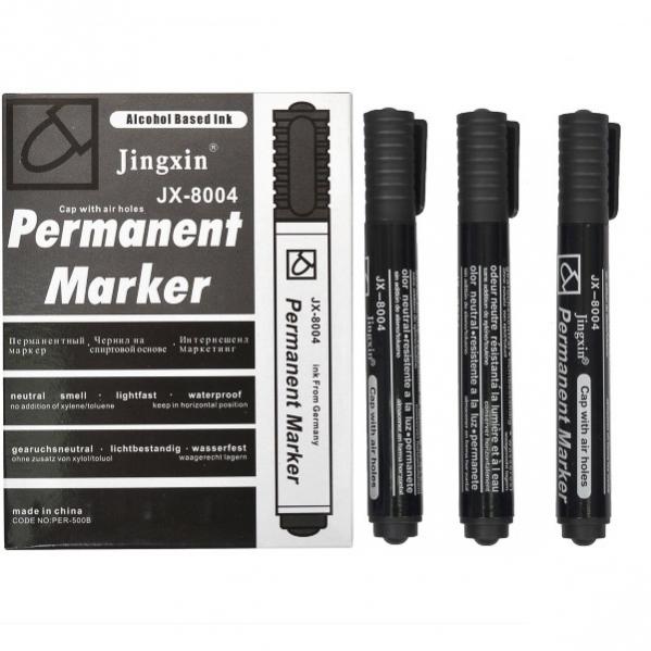 Маркер черный перм. Jingxin JX-8004 (уп.12/1200)