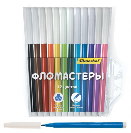 Фломастеры 12цв. Silwerhof НАРОДНАЯ КОЛЛЕКЦИЯ невент. колп.