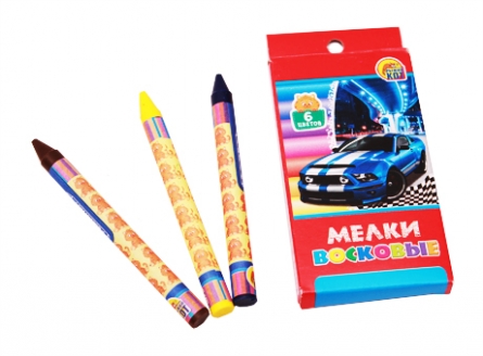 Набор воск.мелков 6цв. ТМ Рыжий кот Быстрое авто