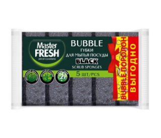 Губки д/посуды 5шт. Master FRESH bubble-поролон BLACK (40)