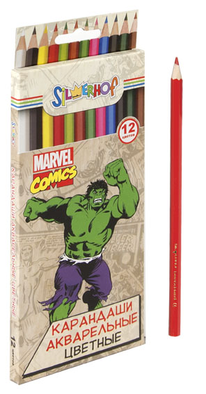 Набор цв. карандашей 12цв. Silwerhof АКВАРЕЛЬНЫЕ MARVEL COMICS, карт.европодвес