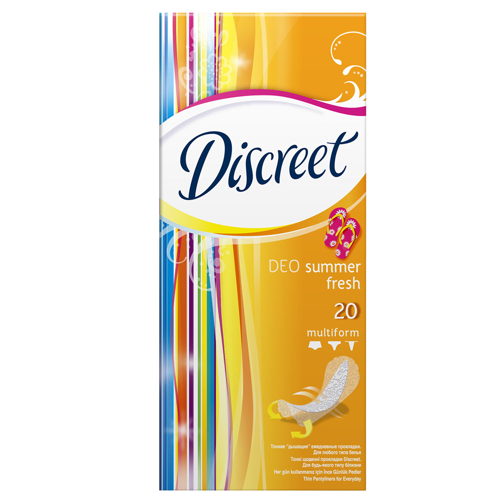 Прокладки DISCREET ежедн. 20шт. deo Summer Fresh Multiform Single