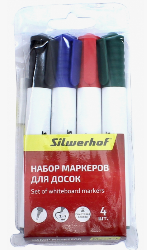Маркер (набор 4шт.) Silverhof д/доски
