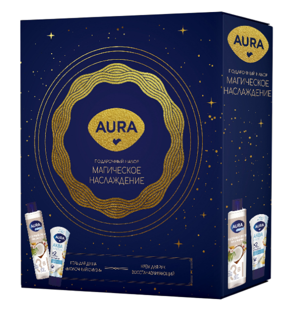 ПН/ЖЕН. AURA Магическое наслаждение (Гель д/душа 250 мл + Крем д/рук 75мл) (12)