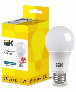 Лампа светодиодная IEK A60 E27 15W 1350lm 4000K 110*60 матов (6)