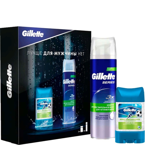 ПН/МУЖ. Gillette (Дез.гел. Pow.Beads 75мл + Пена д/б Sensitive250мл.)