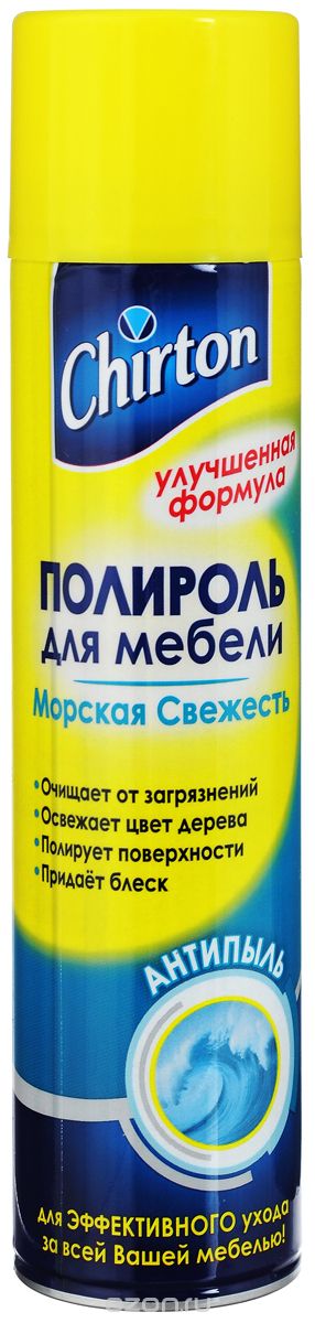 Ср-во Chirton 300мл. полироль для мебели Антипыль Морская свежесть**