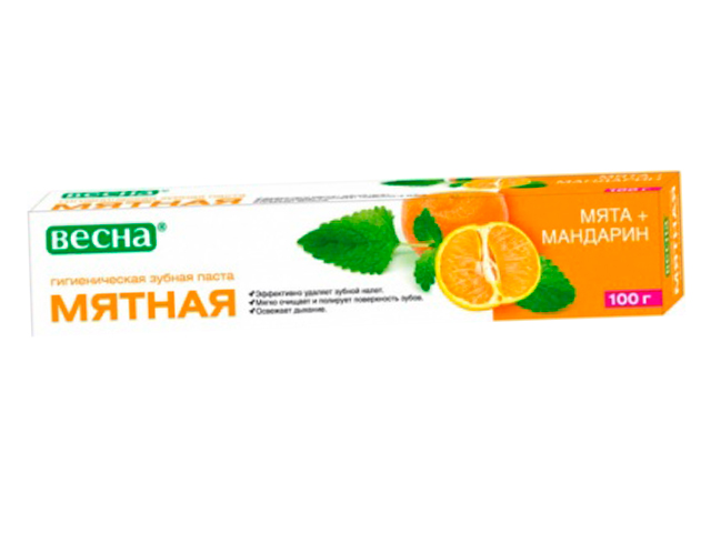 Зубн.паста Весна 100г. Мятная мята+мандарин В ФУТЛЯРЕ 8004