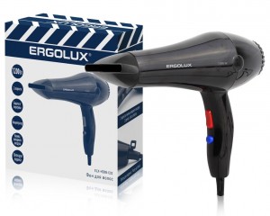 Фен ERGOLUX ELX-HD08-C02 ПРОМО 1200W, 220-240V холодн.воздух, концентратор, черный 7645