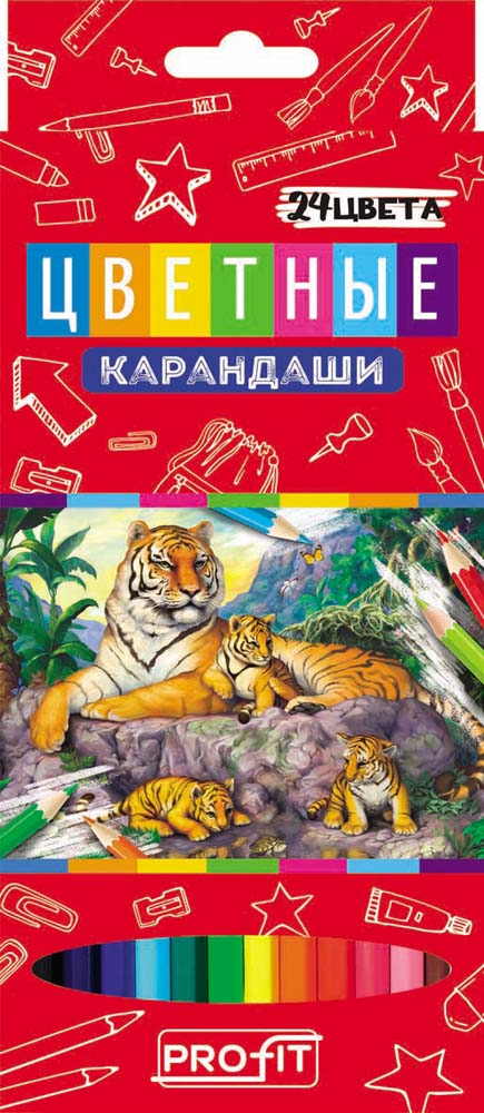 Набор цв. карандашей 24цв. пласт. TM "Profit" ЖИВОТНЫЕ